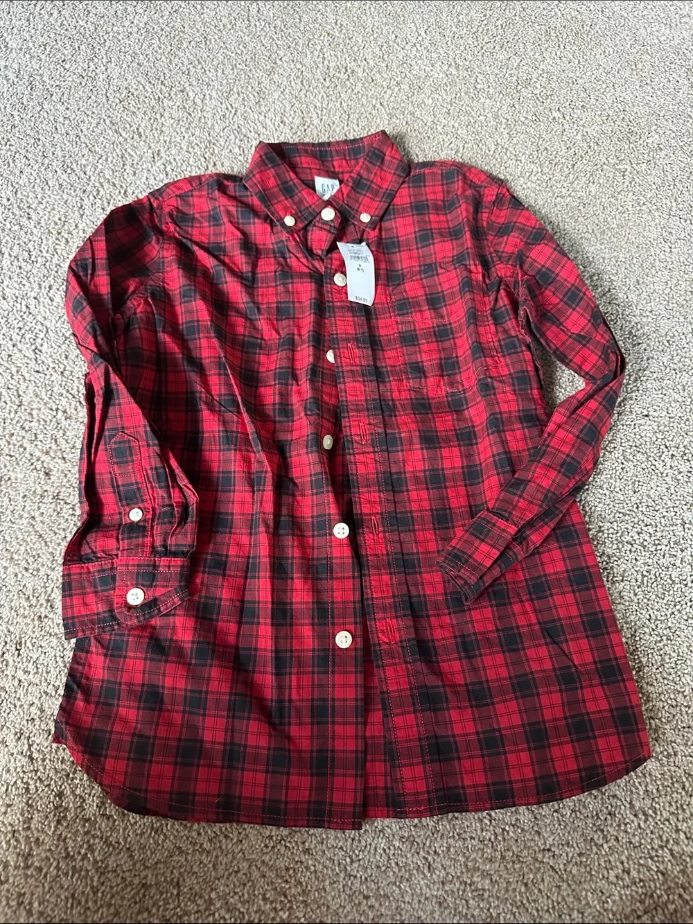 GAP Red and Black Plaid Button-Down Shirt